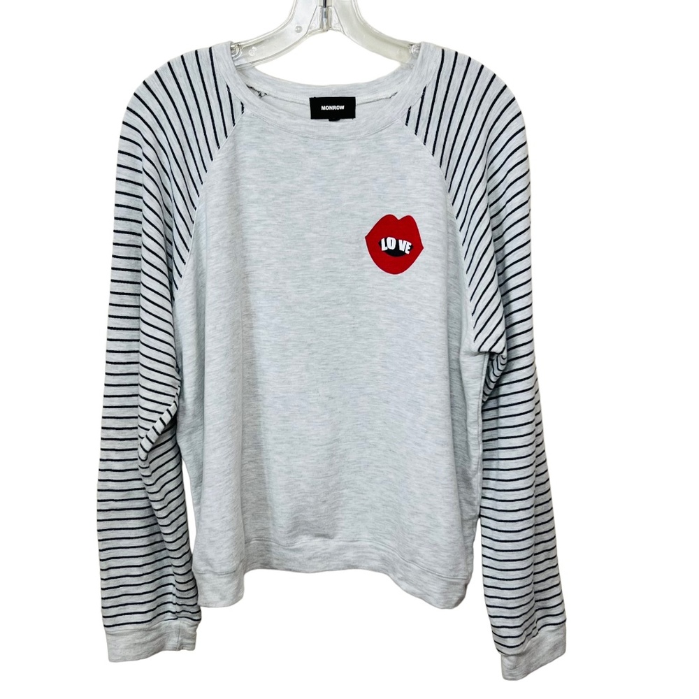 Monrow Pullover Sweatshirt Love Lips Size XS